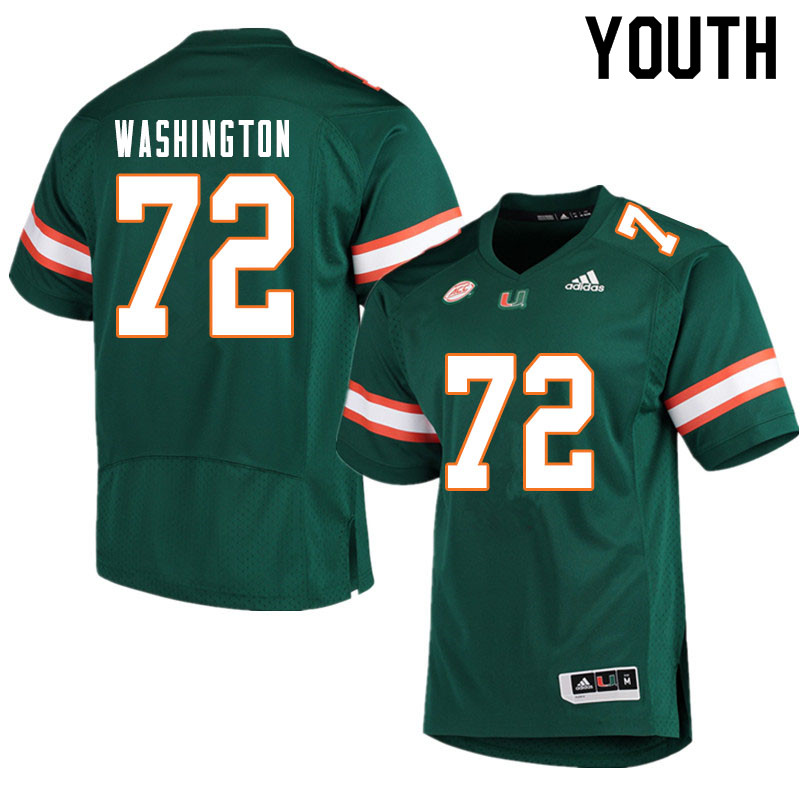 Youth #72 Chris Washington Miami Hurricanes College Football Jerseys Sale-Green